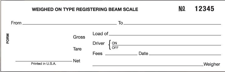 form 7a beam scale ticket numbered
