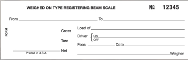 Scale Tickets Beam Form 7A 3 Part Numbered