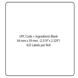 Globe GL-4160 64x59mm Blank UPC Barcode and Ingredients Scale Label