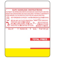 Ishida AC-Series, BC-3000, BC-4000, Astra Safe Handling 73mm Label