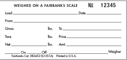 Scale Tickets SJ-351A Numbered 083452