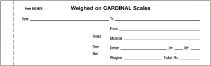 Scale Tickets 500 Cardinal NCR Qty 1000