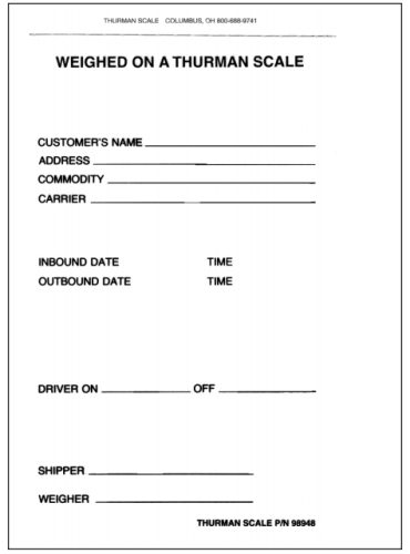 thurman scales 3-part weigh ticket
