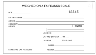 Scale Tickets 083904 Numbered Qty 1000