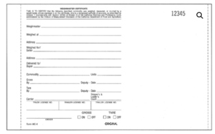 Scale Tickets California Weighmaster Certificate WC-4 Numbered